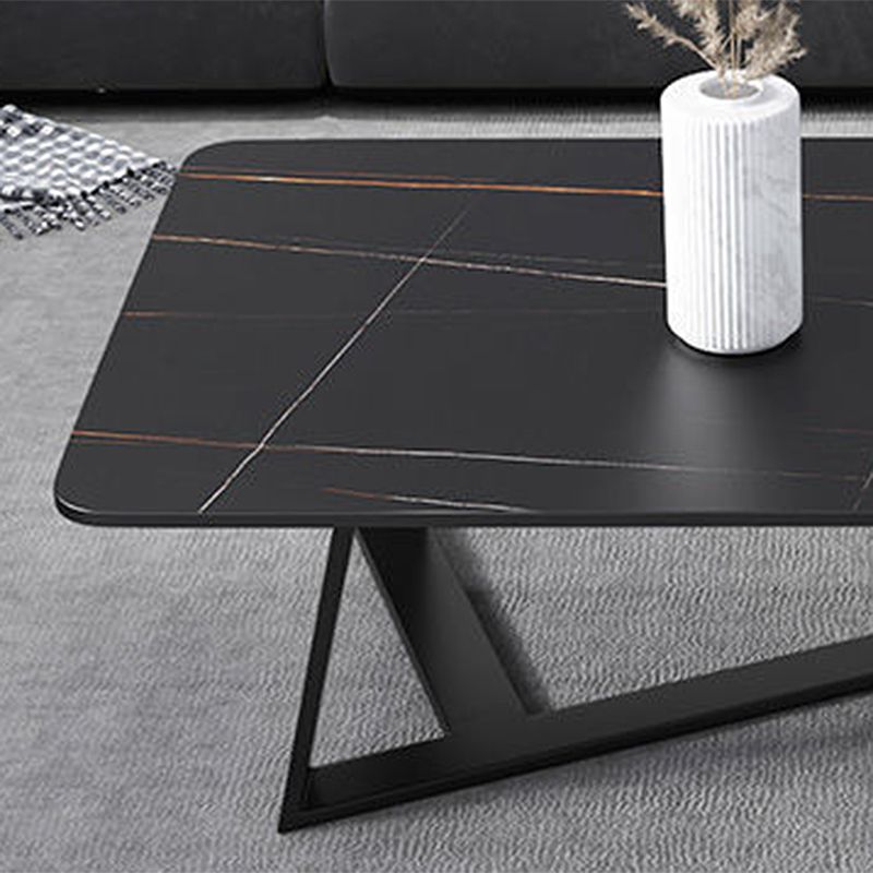 Glam Style Slate Top White Gold/black Top Black Metal Footer Coffee Table Clearhalo 'Coffee & Accent Tables' 'Coffee Tables' 'coffee_tables' 'furn' 'furn_coffee_tables' 'Furniture' 'Living Room Furniture' 1200x1200_28e41ff6-5bd2-4adc-b3ba-6c36c944b944