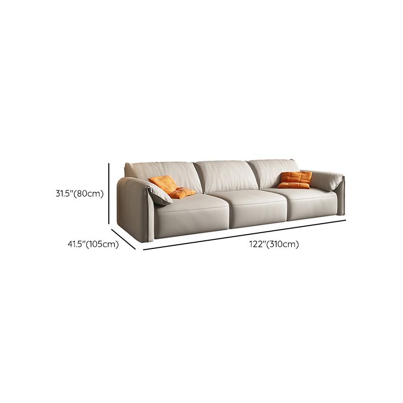 Contemporary Leather Wood Frame Pillow Top Arm Sofa For Living Room