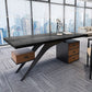 Black Writing Desk Modern Style Solid Wood Top Metal Legs with Drawers Clearhalo 'furn' 'furn_office_desk' 'Furniture' 'Office Desks' 'Office Furniture' 'office_desk' 1200x1200_28e8d6f8-2f29-41f3-adf3-b2ab5891a7a8