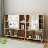 Modern Bookcase Wooden Close Back Bookshelf with Sliding Door