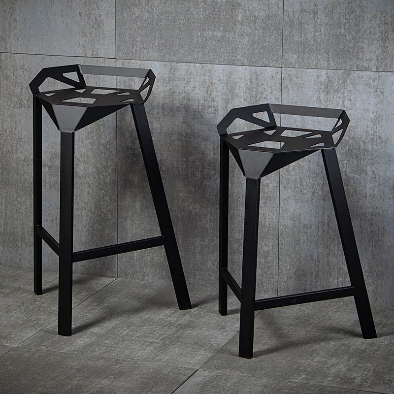 Black Iron Low Back Barstool Industrial Style Hollowed Out Design Tall Stool Clearhalo 'Bar Furniture' 'Bar Stools' 'bar_stools' 'furn' 'furn_bar_stools' 'furniture_bar_stools' 'Kitchen & Dining Furniture' 'kitchen&dining_furn' 'kitchen' 'kitchen_furn' Furniture' 1200x1200_28e9f54c-6fb5-47dd-a210-327bd845f6b9
