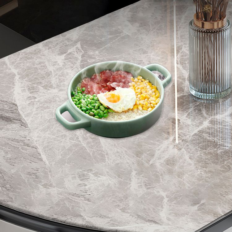 Modern Round Expandable Retractable Stone Top Dining Table with Black Wood Base Clearhalo 'Dining Tables & Seating' 'Dining Tables' 'dining_table' 'furn' 'furn_dining_table' 'Furniture' 'Kitchen & Dining Furniture' 1200x1200_28eb5957-a00c-4833-b593-a1ce93044c13