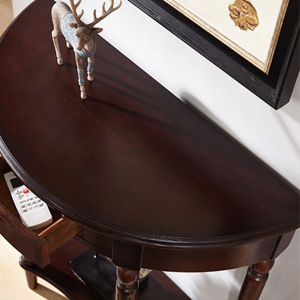 Tavolo da console in legno gommoso Tavolo accento in legno con cassetto e scaffale