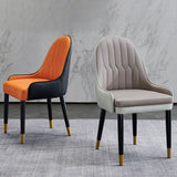 Scandinavian Leather Dining Chairs with Wood Legs Arm Solid Back Dining Side Chair Clearhalo 'Dining Chairs' 'Dining Tables & Seating' 'dining_chair' 'furn' 'furn_dining_chair' 'Furniture' 'furniture_dining_chair' 'Kitchen & Dining Furniture' 1200x1200_28ebda67-16af-4288-a33e-c322a8634930