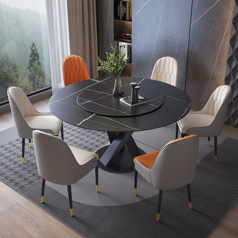 Contemporary Sintered Stone Round Dining Table Kitchen Standard Dining Table with Pedestal Base Clearhalo ' dining_table' 'Dining Tables & Seating' 'Dining Tables' 'furn' 'furn_dining_table' 'Furniture' 'furniture_dining_table' 'Kitchen & Dining Furniture' 'kitchen&dining_furn' 'kitchen' 'kitchen_dining_table' 1200x1200_28ec6701-6c97-4170-8673-2b757f54f774