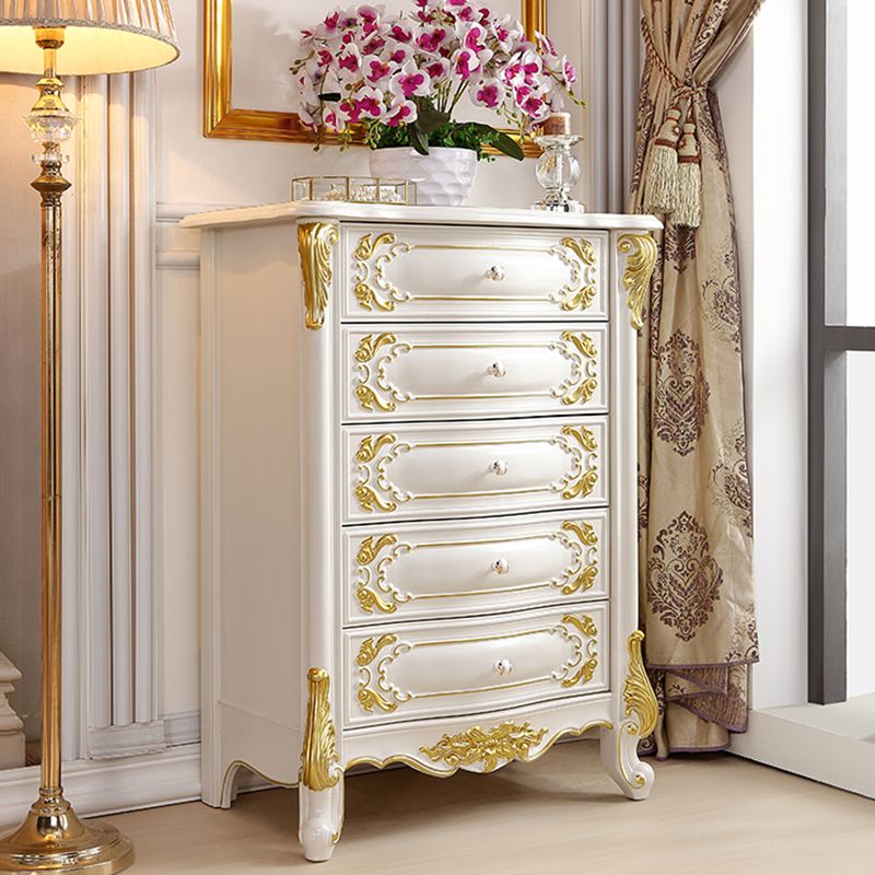 Glam Vertical Lingerie Chest Rubber Wood Storage Dresser for Home