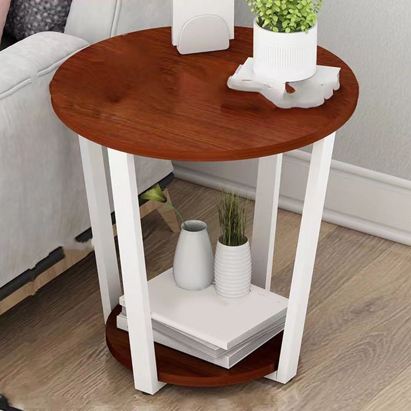 22,4 "tavolo da gambe in acciaio alto 4 gambe rotonde tavolo da estremità in legno con scaffale