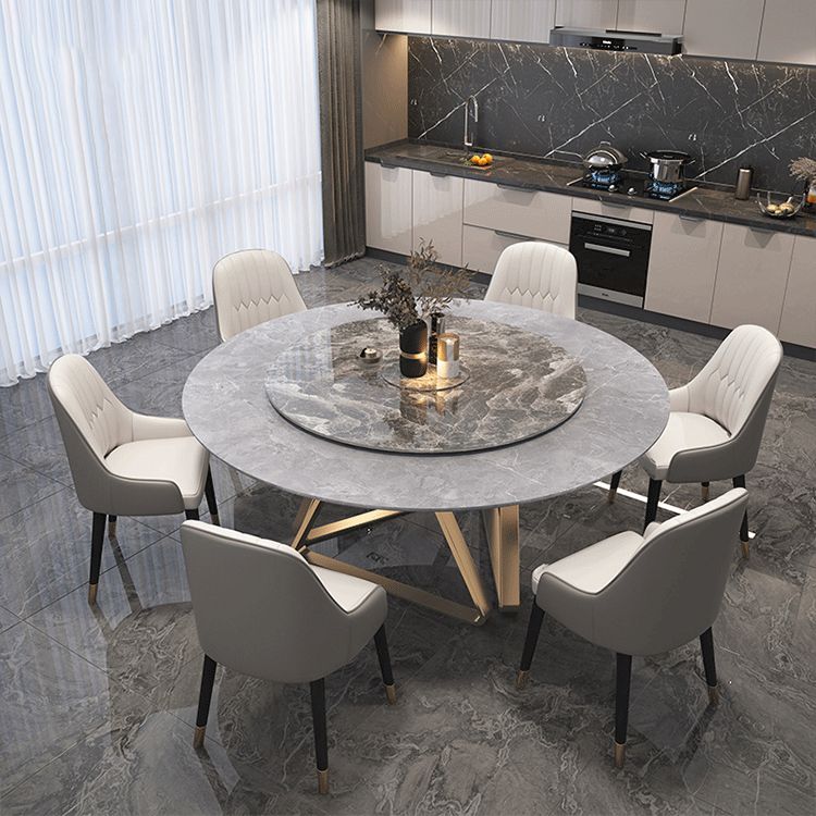 Glam Sintered Stone Top Standard Dining Table Round Shape Dining Table for Kitchen Clearhalo ' dining_table' 'Dining Tables & Seating' 'Dining Tables' 'furn' 'furn_dining_table' 'Furniture' 'furniture_dining_table' 'Kitchen & Dining Furniture' 'kitchen&dining_furn' 'kitchen' 'kitchen_dining_table' 1200x1200_28f31f45-ba25-42c7-8200-f66484cc6e6c