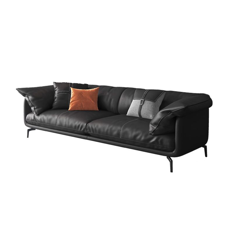 Modern Style Square Armrest Sponge Seat Padding Black Sofa with Pillow Back Clearhalo 'furn' 'furn_sofas' 'Furniture' 'furniture_sofas' 'kitchen' 'kitchen_sofas' 'Living Room Furniture' 'Sofa' 'sofas' 1200x1200_28f4e0aa-8865-4762-a0a6-3c3f43064a45