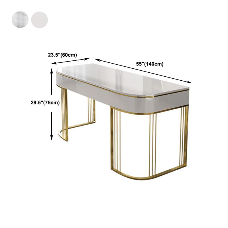 Escritorio de escritura de glam beige con escritorio de oficina de cajones de 23.6 "de ancho para la oficina