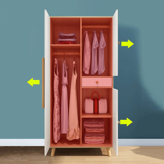 Engineered Wood Armoire for Home Modern Cabinet with Wooden Legs