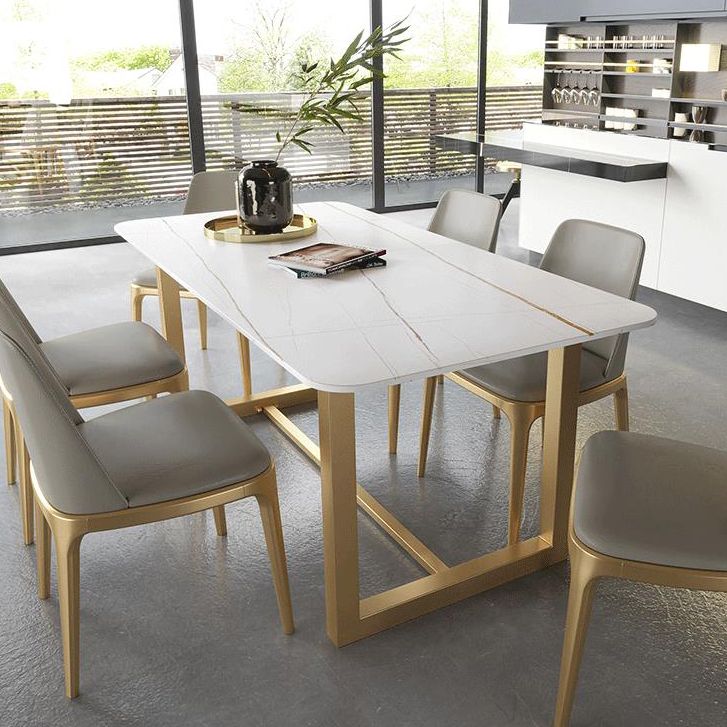 キッチン用のモダンな石のダイニングテーブル長方形のダイニングテーブル