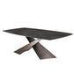 Contemporary Style Rectangle Dining Table Sintered Stone Table with Metal Legs for Kitchen