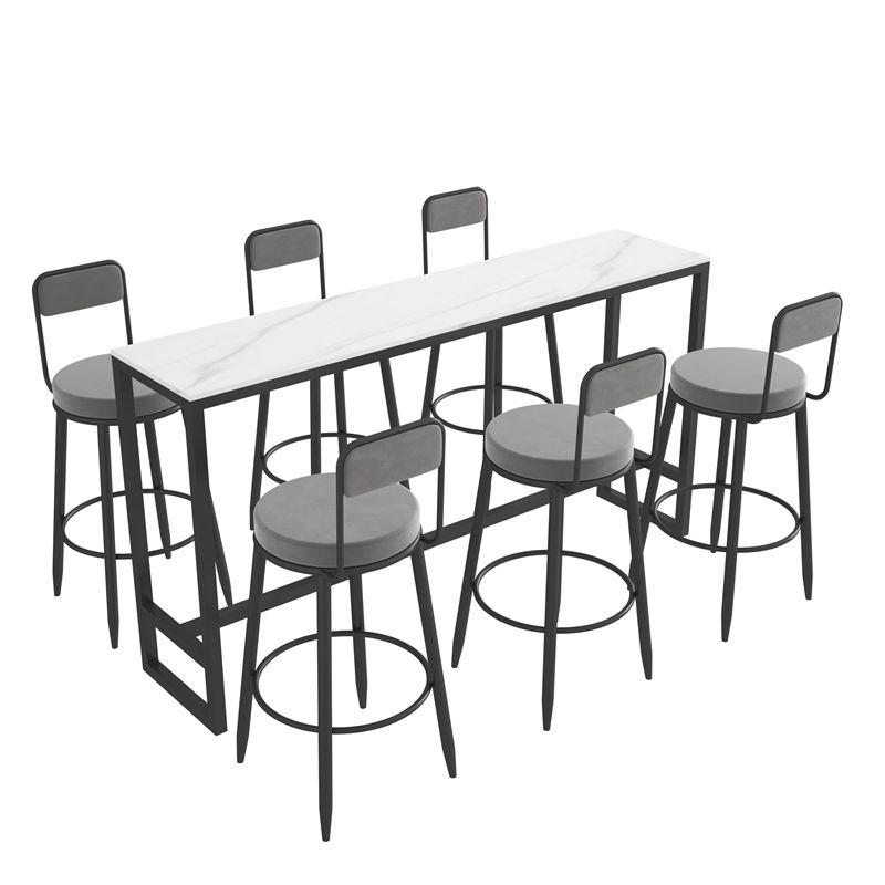 Modern 1/2/7 Pieces Bar Table Set Rectangle Stone Counter Table with Stools for Balcony Clearhalo 'Bar Furniture' 'furn' 'furn_home_bar_bar_sets' 'Furniture' 'Home Bars & Bar Sets' 'home_bar_bar_sets' 'Kitchen & Dining Furniture' 1200x1200_28f96718-0d11-47be-9090-790c0186f115
