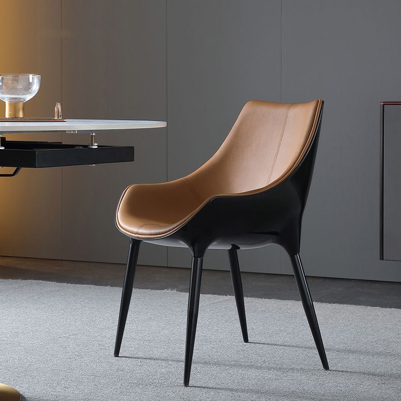 Contemporary Faux Leather Dining Chair Metal Dining Arm Chairs for Home Use Clearhalo 'Dining Chairs' 'Dining Tables & Seating' 'dining_chair' 'furn' 'furn_dining_chair' 'Furniture' 'Kitchen & Dining Furniture' 1200x1200_28f99940-6d65-4c46-963c-bf522e200a91