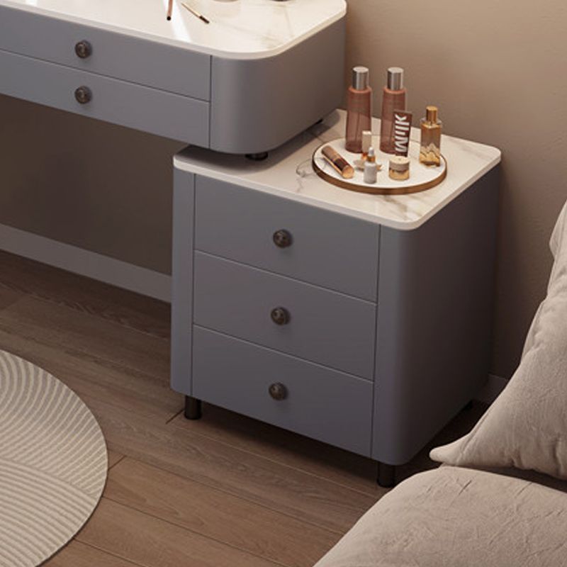 Glam Stone Make-up Vanity Dressing Bedroom Table Stool Set with Drawer