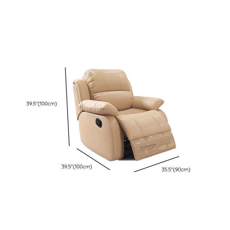 Modern Lumbar Support Recliner Chair Genuine Leather Standard Recliner Clearhalo 'Chairs & Seating' 'furn' 'furn_recliners' 'Furniture' 'Living Room Furniture' 'Recliners' 1200x1200_28fac330-25c7-4a9c-b377-a0fc658816b2