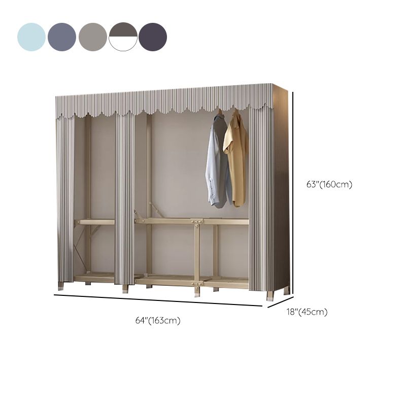 Foldable Metal Frame Wardrobe Armoire Freestanding Wardrobe with Shelves Clearhalo 'Armoires & Wardrobes' 'armoires_wardrobes' 'Bedroom Furniture' 'furn' 'furn_armoires_wardrobes' 'Furniture' 1200x1200_28fd2a1d-f8d9-48cf-9d8b-d3fe2a8fef27