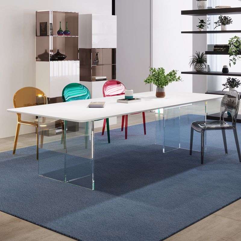Mesa de comedor moderna con mesa de comedor rectangular de piedra blanca para cocina