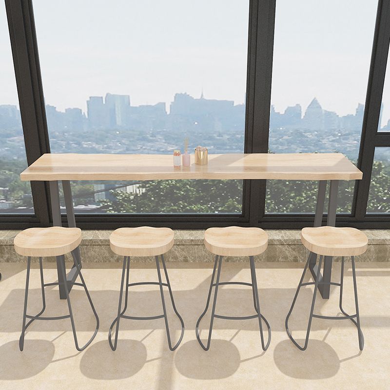 Juego de mesa rectangular de madera maciza para Bar, mesa de mostrador moderna de 1/5 piezas con taburetes sin respaldo