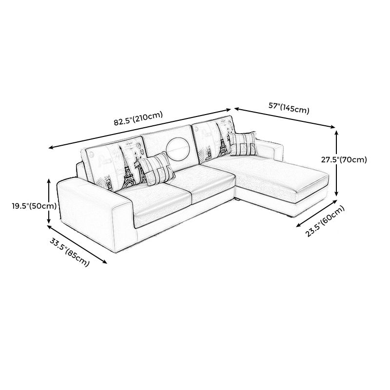 Removable Cushions Sectionals 27.56"High Square Arm Sectionals with Chaise Clearhalo 'furn' 'furn_sectionals' 'Furniture' 'furniture_sectionals' 'kitchen' 'kitchen_sectionals' 'Living Room Furniture' 'Sectionals' 1200x1200_28ff928a-7770-463b-b965-500e56e3af86
