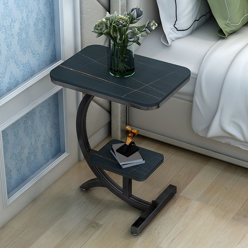 2-Tier Modernistic Metal C Side Table Slate Top Rectangular End Table Clearhalo 'Coffee & Accent Tables' 'End & Side Tables' 'end_side_tables' 'furn' 'furn_end_side_tables' 'Furniture' 'Living Room Furniture' 1200x1200_28ff9a3d-9375-4bb8-bd49-4aacec6ed547