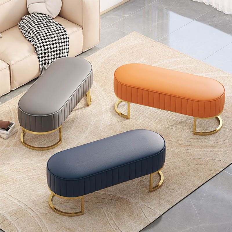 Glam Cushioned Seating Bench Oval Entryway and Bedroom Bench , 18" W Clearhalo 'Benches' 'Chairs & Seating' 'furn' 'furn_benches' 'Furniture' 'Living Room Furniture' 1200x1200_290234c7-8bca-4f59-a35c-191541f3c5ce