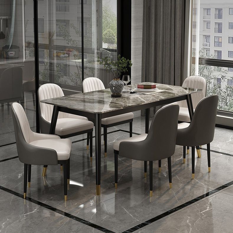 Modern 1/2/5/7 Pieces Grey Dining Set Sintered Stone Dining Table with Leather Chairs Clearhalo 'Dining Room Sets' 'Dining Tables & Seating' 'dining_room_set' 'furn' 'furn_dining_room_set' 'Furniture' 'furniture_dining_room_set' 'Kitchen & Dining Furniture' 'kitchen&dining_furn' 'kitchen' 1200x1200_2903d440-ed6b-444a-b399-9ad624a9e49e