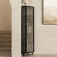 71"H Storage Cabinet Glass Door Display Cabinet for Living Room
