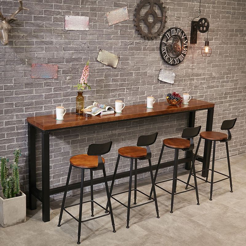 Industrial Low Back Counter & Bar Stool in Black and Brown for Restaurant Clearhalo 'Bar Furniture' 'Bar Stools' 'bar_stools' 'furn' 'furn_bar_stools' 'Furniture' 'Kitchen & Dining Furniture' 1200x1200_2904cb5e-9b67-4755-a1fb-846b676e445b