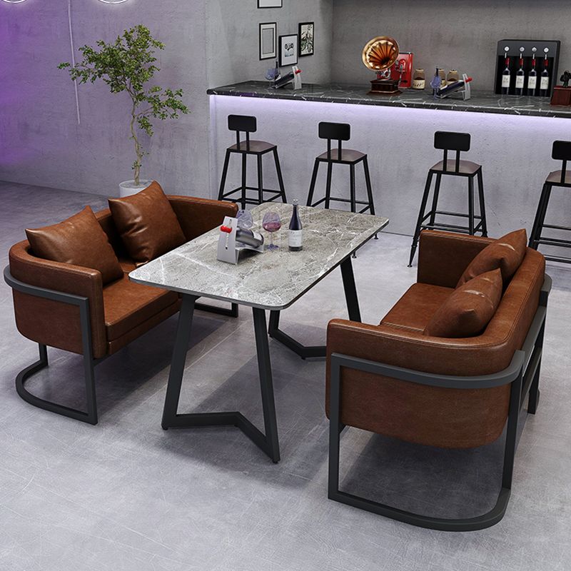 Industrial Sintered Stone Dinner Room Kitchen Table Gray Top Table with Black Frame for Dining Room Clearhalo ' dining_table' 'Dining Tables & Seating' 'Dining Tables' 'furn' 'furn_dining_table' 'Furniture' 'furniture_dining_table' 'Kitchen & Dining Furniture' 'kitchen&dining_furn' 'kitchen' 'kitchen_dining_table' 1200x1200_2905cbd5-54c7-4657-89eb-9715c9f664e3