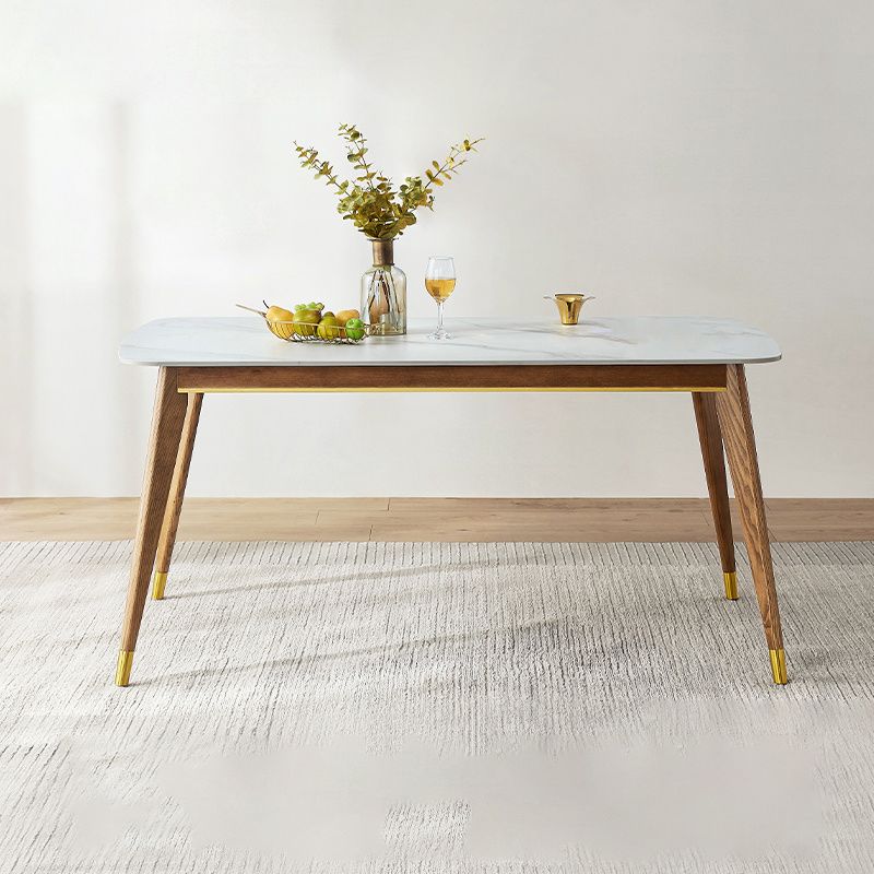 Wit eigentijdse rechthoekige stenen eettafel met 4 voet