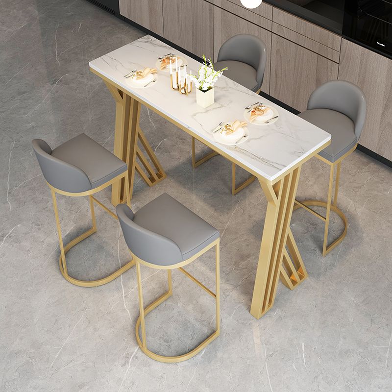 Glam White Stone Bar Dining Table Rectangle Indoor Bistro Table with Double Pedestal Clearhalo 'Bar Furniture' 'Bar Tables' 'bar_tables' 'furn' 'furn_bar_tables' 'Furniture' 'furniture_bar_tables' 'Kitchen & Dining Furniture' 'kitchen&dining_furn' 'kitchen' 1200x1200_29075329-a8d6-439f-a9f8-19636f66e3cb