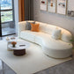 Divano curvo in pelle finta glam semplice divano irregolare in bianco di 27,6 "h