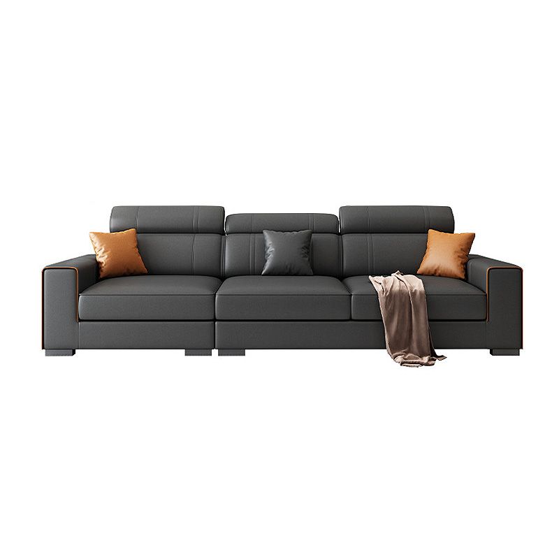 Square Arm Sectional Dark Gray Cushion Back Storage Faux Leather Living Room Sofa Clearhalo 'furn' 'furn_sectionals' 'Furniture' 'furniture_sectionals' 'Living Room Furniture' 'Sectionals' 1200x1200_290a418d-21c9-4255-a67e-f3a3fc9ed5a1