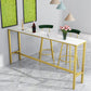 Modern Faux Marble Rectangle White Top Trestle Bar Dining Table for Kitchen Clearhalo 'Bar Furniture' 'Bar Tables' 'bar_tables' 'furn' 'furn_bar_tables' 'Furniture' 'Kitchen & Dining Furniture' 1200x1200_290b0b30-85ae-4efd-b1ec-52f0c03e2301