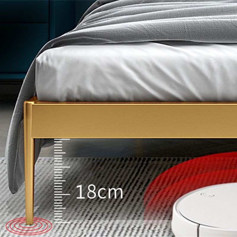 Contemporary Rectangular Headboard Standard Bed with Metal Legs
