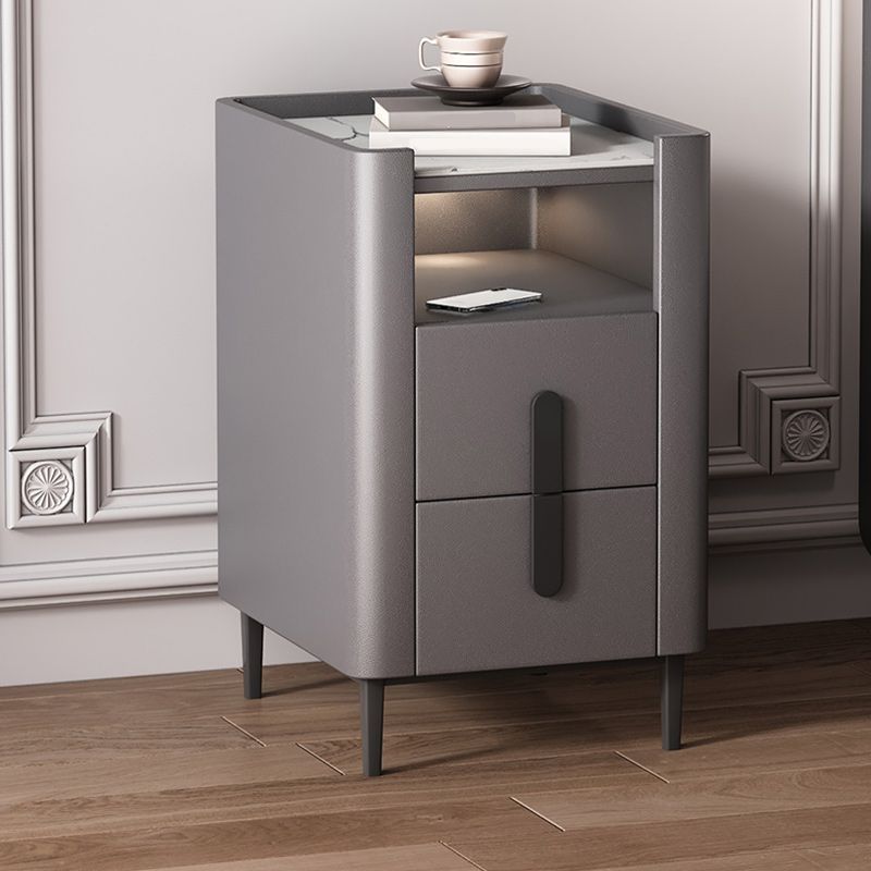 22 inch H Nightstand Moderne Open opbergsteen Top 2-ladel nachttafel met benen