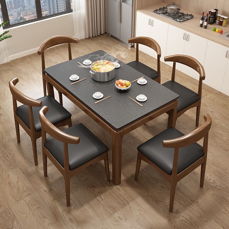 Modern Stone Rectangle Dining Table Rubber Wood Base for Dining Room Clearhalo 'Dining Tables & Seating' 'Dining Tables' 'dining_table' 'furn' 'furn_dining_table' 'Furniture' 'Kitchen & Dining Furniture' 1200x1200_290d45a9-b73c-4ca1-94ec-7cea4d636d98