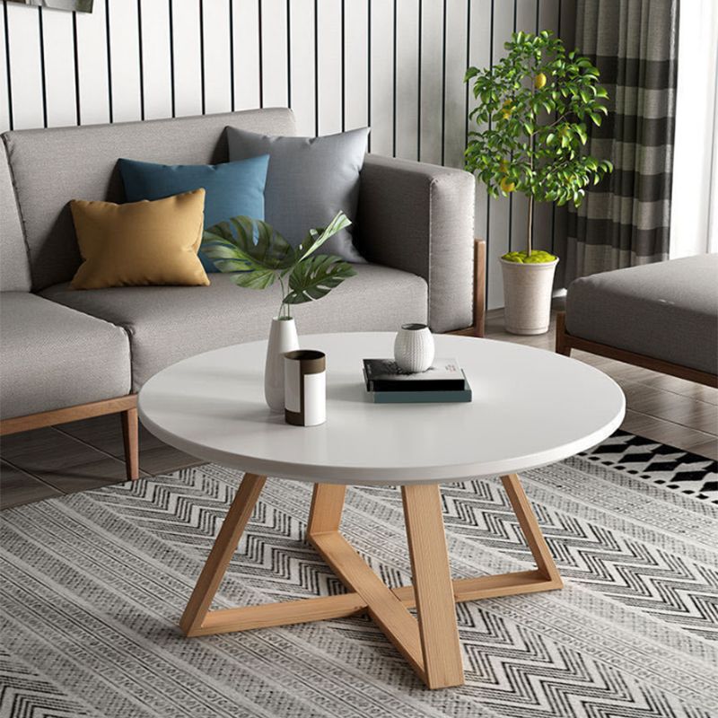 Contemporary Round Wood Coffee Table Cross Legs Cocktail Table Clearhalo 'Coffee & Accent Tables' 'Coffee Tables' 'coffee_tables' 'furn' 'furn_coffee_tables' 'Furniture' 'Living Room Furniture' 1200x1200_291097be-17b8-41f0-a369-785f955da343