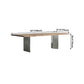 Rectangle Glam Dining Table Solid Wood Brown Fixed Table with Double Pedestal Base Clearhalo ' dining_table' 'Dining Tables & Seating' 'Dining Tables' 'Furniture' 'furniture_dining_table' 'Kitchen & Dining Furniture' 'kitchen&dining_furn' 'kitchen' 'kitchen_dining_table' 1200x1200_2911f3bb-88c0-4133-a061-f6fb19bee51a