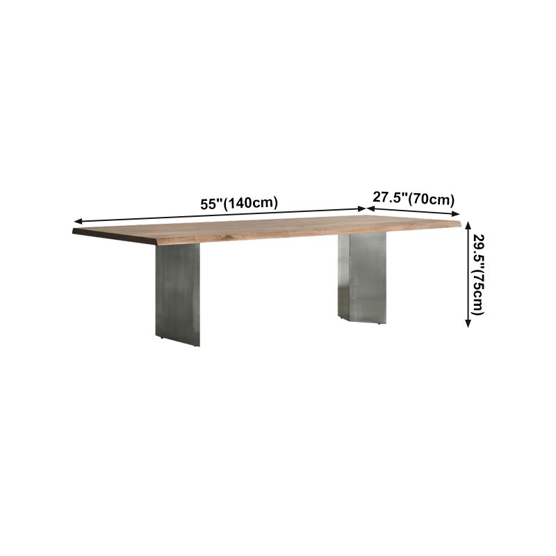Rectangle Glam Dining Table Solid Wood Brown Fixed Table with Double Pedestal Base Clearhalo ' dining_table' 'Dining Tables & Seating' 'Dining Tables' 'Furniture' 'furniture_dining_table' 'Kitchen & Dining Furniture' 'kitchen&dining_furn' 'kitchen' 'kitchen_dining_table' 1200x1200_2911f3bb-88c0-4133-a061-f6fb19bee51a