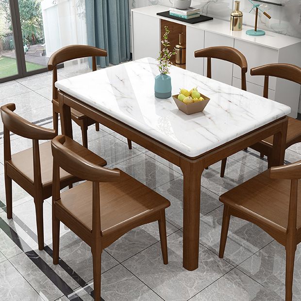 Rectangle Dining Site Table Contemporary Style Faux Marble Furniture