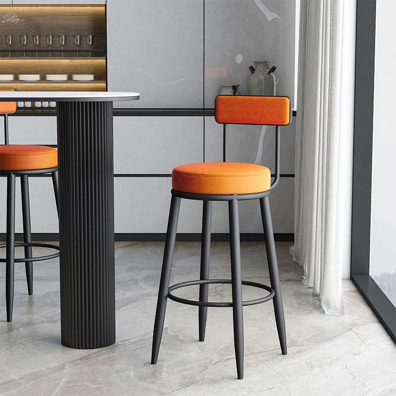 Backorre moderno sgabello da bar in ferro di ferro senza braccio senza braccio con cuscino in pelle