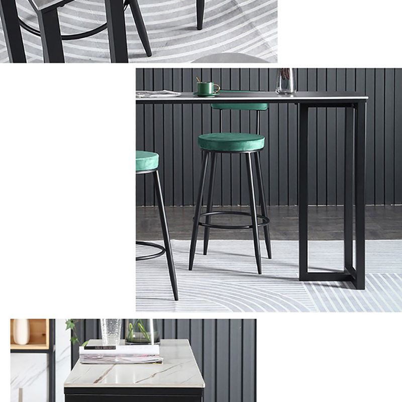 Stone Bar Table Modern Rectangle Bar Table with Double Pedestal Base for Kitchen Clearhalo 'Bar Furniture' 'Bar Tables' 'bar_tables' 'furn' 'furn_bar_tables' 'Furniture' 'furniture_bar_tables' 'Kitchen & Dining Furniture' 1200x1200_2912c010-4e93-457b-8c9b-9c93c3b7773c