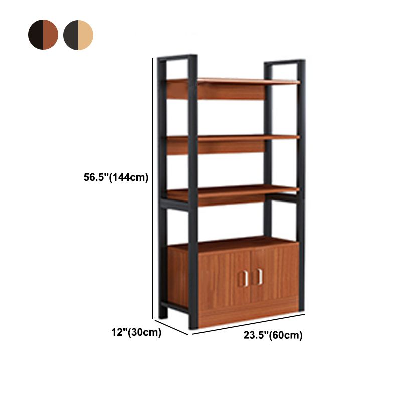 Industrial Etagere Bookshelf Steel Frame Manufactured Wood Shelf Bookshelf with Door Clearhalo 'Bookcases' 'furn' 'furn_bookcases' 'Furniture' 'furniture_bookcases' 'kitchen' 'kitchen_bookcases' 'Living Room Furniture' 'Office Furniture' 1200x1200_2913dd9a-f4f5-40a6-a9c9-f8b6c1f11f6f