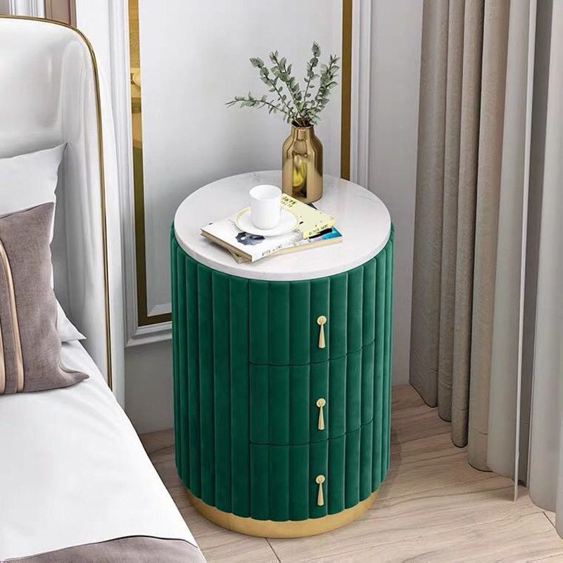 Round Slate Bedside Cabinet Modern Minimalist Bedside Table with Drawers Clearhalo 'Bedroom Furniture' 'furn' 'furn_night_stand' 'Furniture' 'night_stand' 'Nightstands' 1200x1200_29147a1e-2346-4caa-997f-334737bab0c2