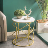 Modern Frame Slate End Table Round Minimalist Side End Table