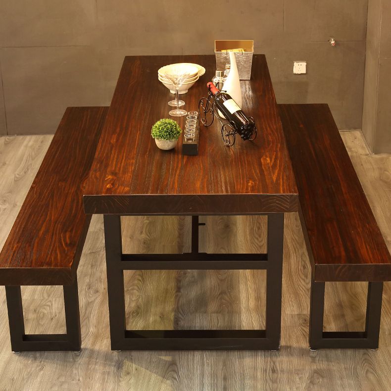 Industrial Style Solid Wood Dining Table Brown Rectangle Table with Trestle Base for Dinning Room Clearhalo ' dining_table' 'Dining Tables & Seating' 'Dining Tables' 'furn' 'furn_dining_table' 'Furniture' 'furniture_dining_table' 'Kitchen & Dining Furniture' 'kitchen&dining_furn' 'kitchen' 'kitchen_dining_table' 1200x1200_291732f6-35d2-4573-8d9f-6153b643b5d1