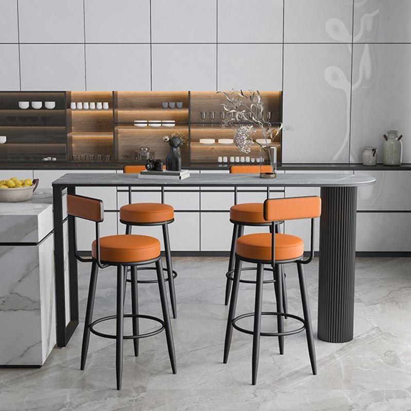 Nordic Style Stone Top Bar Table 42-inch Height Metal Pedestal Bistro Table Clearhalo 'Bar Furniture' 'Bar Tables' 'bar_tables' 'furn' 'furn_bar_tables' 'Furniture' 'Kitchen & Dining Furniture' 1200x1200_29180005-d984-4388-bf89-3079a1b30891